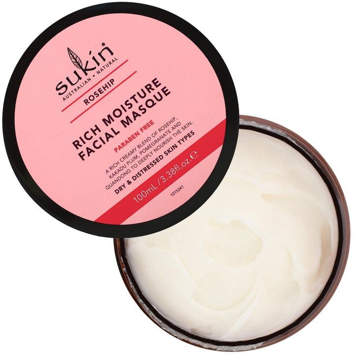 Sukin, Rich Moisture Facial Masque, Rosehip, 3.38 fl oz (100 ml) - HealthCentralUSA