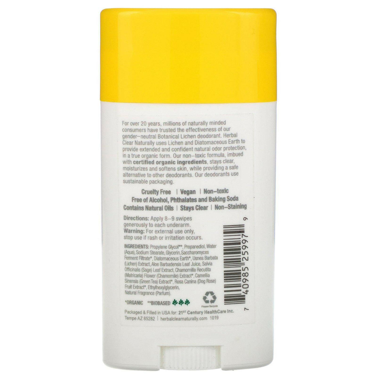 21st Century, Herbal Clear Naturally, Natural Deodorant, Action Sport, 2.65 oz (75 g) - Supply Center USA