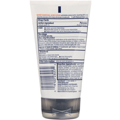 Biore, Charcoal Acne Scrub, 4.5 oz (127 g) - Supply Center USA