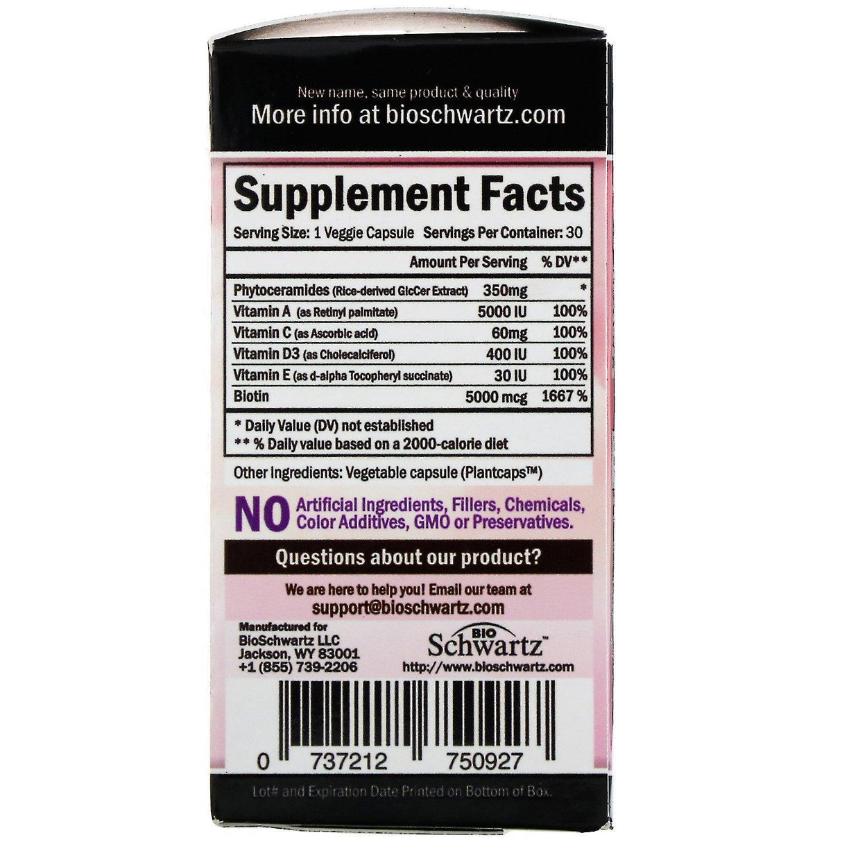 BioSchwartz, Phytoceramides, Skin Rejuvenation, 350 mg, 30 Veggie Caps - Supply Center USA