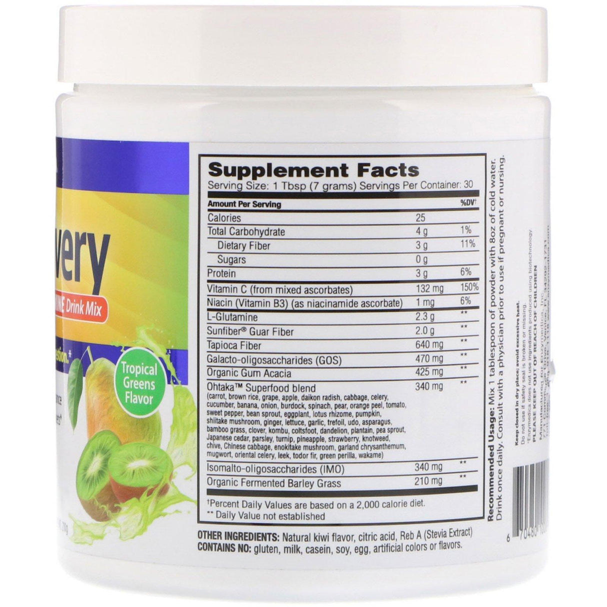 Enzymedica, GI Recovery Superfoods & Glutamine Drink Mix, Tropical Greens Flavor, 210 g - Supply Center USA