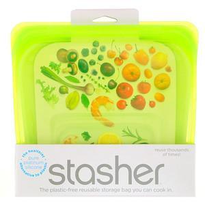 Stasher, Reusable Silicone Food Bag, Sandwich Size Medium, Lime, 15 fl oz (450 ml) - HealthCentralUSA