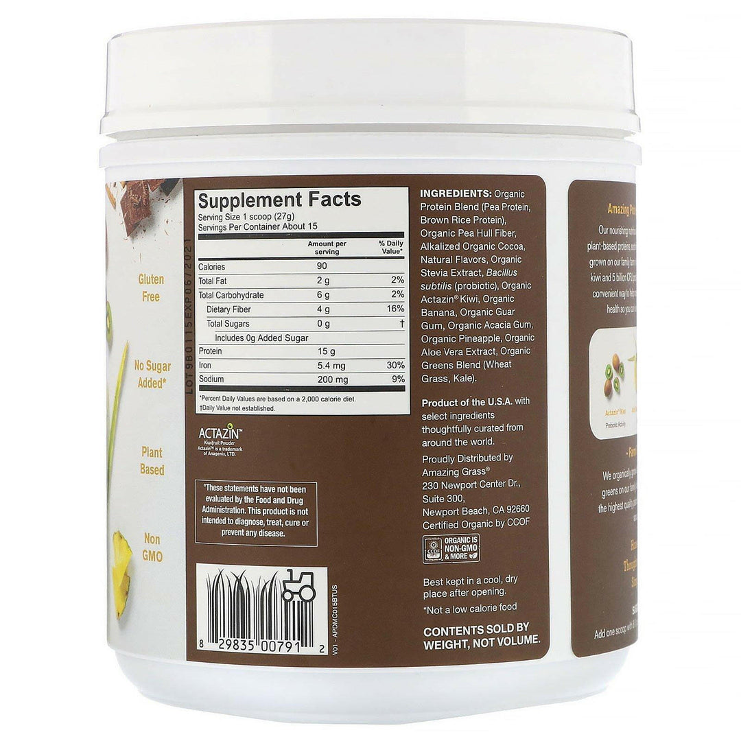 Amazing Grass, Amazing Protein, Digest, Mayan Chocolate Flavor, 5 Billion CFU, 14.2 oz (405 g) - HealthCentralUSA