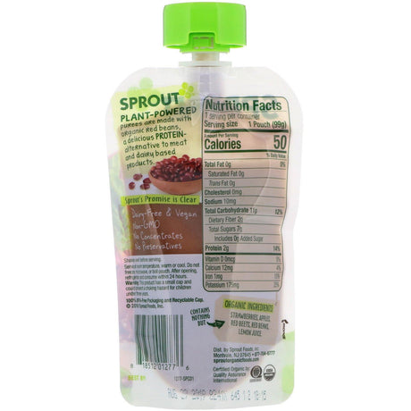 Sprout Organic, Baby Food, 6 Months & Up, Strawberry, Apple, Beet, Red Beans, 3.5 oz (99 g) - Supply Center USA