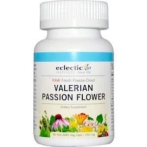 Eclectic Institute, Raw Fresh Freeze-Dried, Valerian Passion Flower, 250 mg, 90 Non-GMO Veggie Caps - Supply Center USA