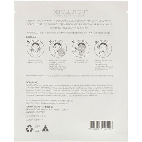 Bondi Chic, Depollution, Hydro-Repair Mask, 1 Sheet, 1.24 fl oz (35 g) - Supply Center USA