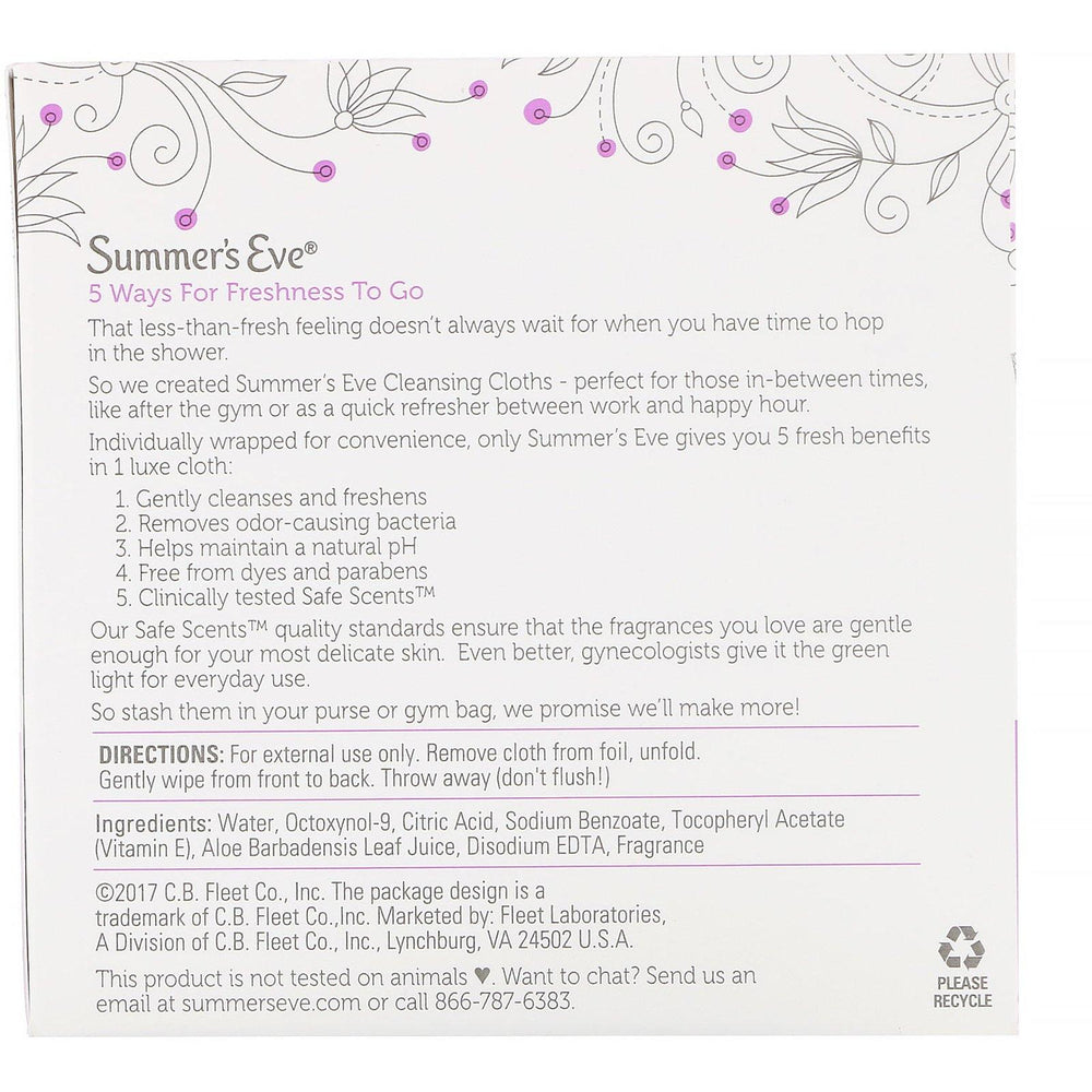 Summer's Eve, 5 in 1 Cleansing Cloths, Island Splash, 16 Individually Wrapped Cloths - HealthCentralUSA