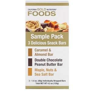 California Gold Nutrition, Foods, Sample Snack Bar Pack, 3 Bars, 1.4 oz (40 g) Each - Supply Center USA