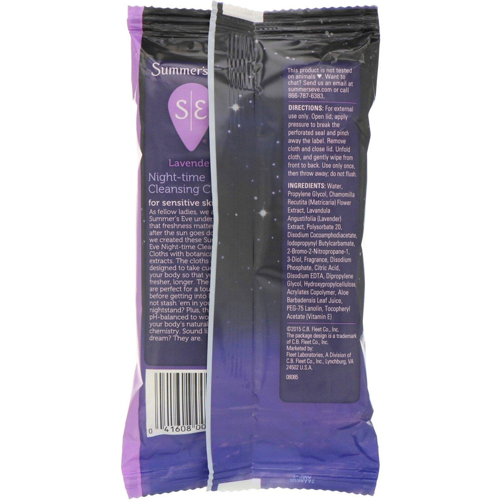 Summer's Eve, Cleansing Cloths, Night-Time, Lavender, 32 Cloths - HealthCentralUSA