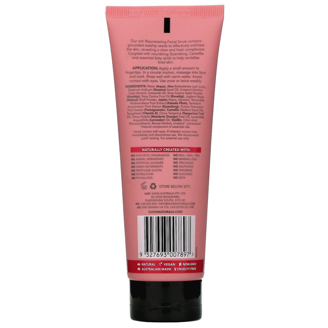 Sukin, Rejuvenating Facial Scrub, Rosehip, 4.23 fl oz (125 ml) - HealthCentralUSA