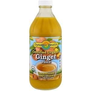 Dynamic Health Laboratories, Certified Organic Ginger, 100% Juice, Unsweetened, 16 fl oz (473 ml) - Supply Center USA