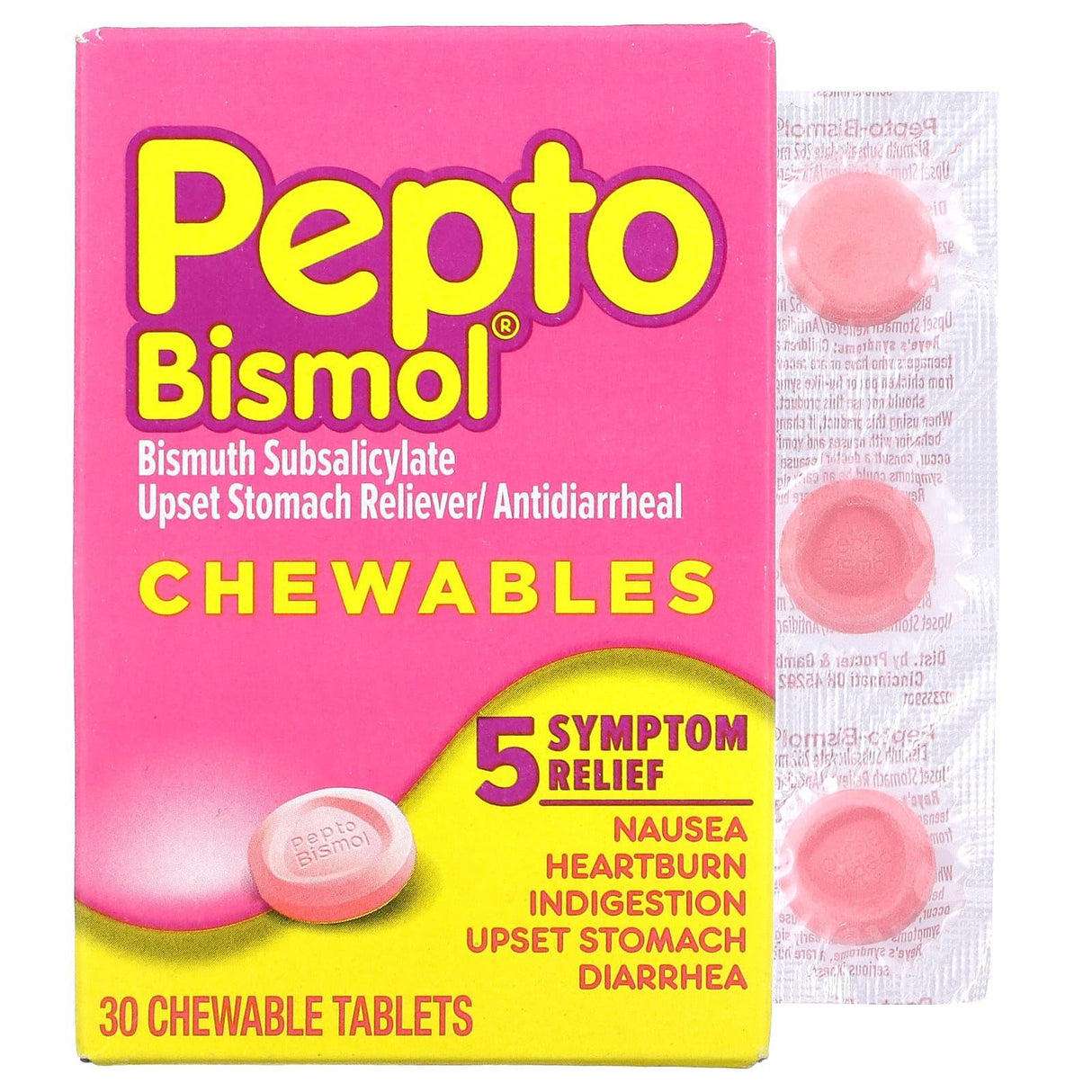 Pepto Bismol, Pepto Bismol Chewables, 30 Chewable Tablets - Supply Center USA