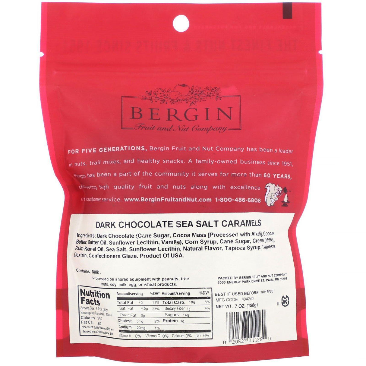 Bergin Fruit and Nut Company, Dark Chocolate Sea Salt Caramels, 7 oz (198 g) - Supply Center USA