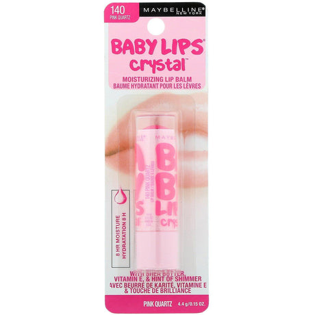 Maybelline, Baby Lips Crystal, Moisturizing Lip Balm, 140 Pink Quartz, 0.15 oz (4.4 g) - Supply Center USA