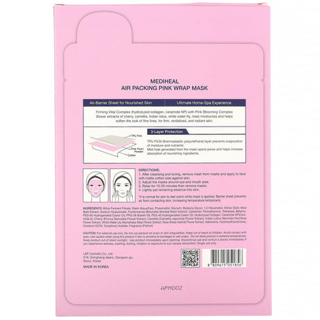 Mediheal, Air Packing, Pink Wrap Beauty Mask, 5 Sheets, 0.67 fl. oz (20 ml) Each - Supply Center USA