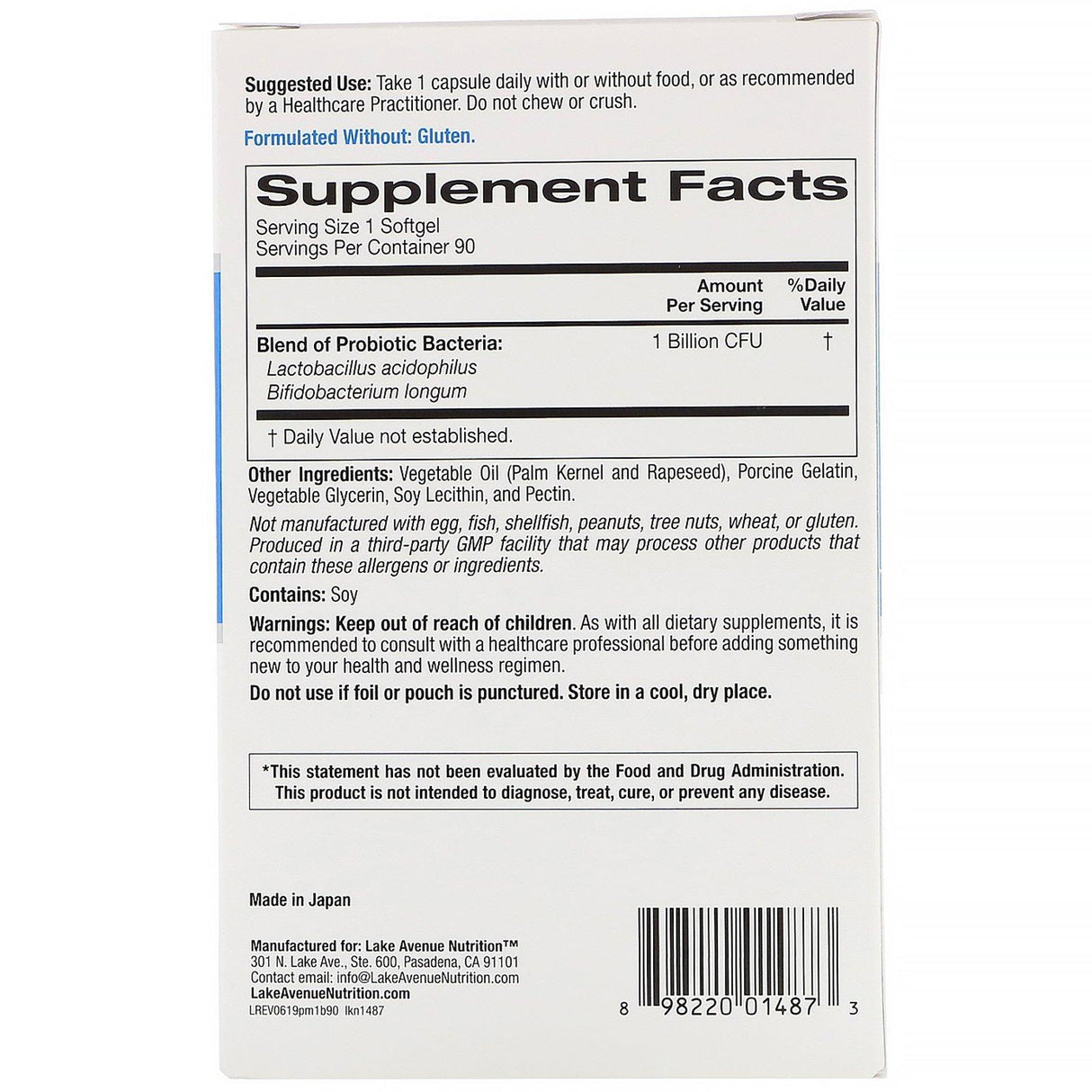 Lake Avenue Nutrition, Probiotic Minis, 2 Strains of Healthy Bacteria, 1 Billion CFU, 90 Mini Softgels - Supply Center USA