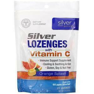 American Biotech Labs, Silver Biotics, Silver Lozenges, 60 PPM SilverSol, Orange Splash, 21 Lozenges - Supply Center USA