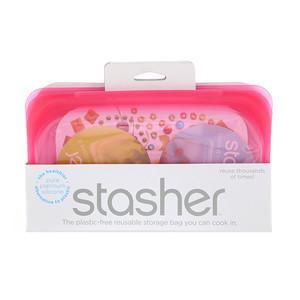 Stasher, Reusable Silicone Food Bag, Snack Size Small, Raspberry, 9.9 fl oz (293.5 ml) - HealthCentralUSA