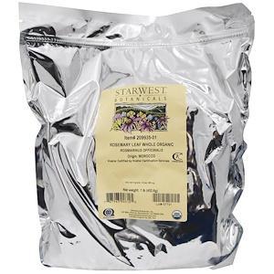 Starwest Botanicals, Organic Rosemary Leaf Whole, 1 lb (453.6 g) - HealthCentralUSA