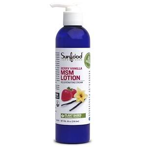 Sunfood, MSM Lotion, Rejuvenating Cream, Berry Vanilla, 8 fl oz (236.6 ml) - HealthCentralUSA