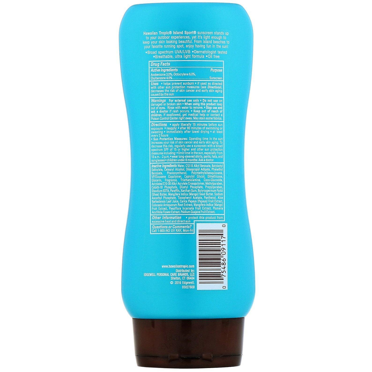 Hawaiian Tropic, Island Sport, Broad Spectrum Sunscreen, SPF 50, Light Tropical, 8 fl. oz (236 ml) - Supply Center USA