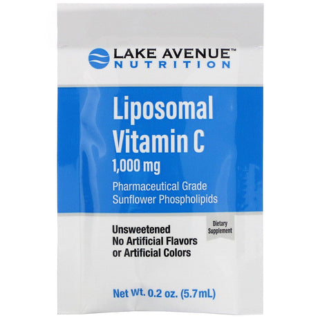 Lake Avenue Nutrition, Liposomal Vitamin C, Unsweetened, 1,000 mg, 30 Packets, 0.2 oz (5.7 ml) Each - Supply Center USA