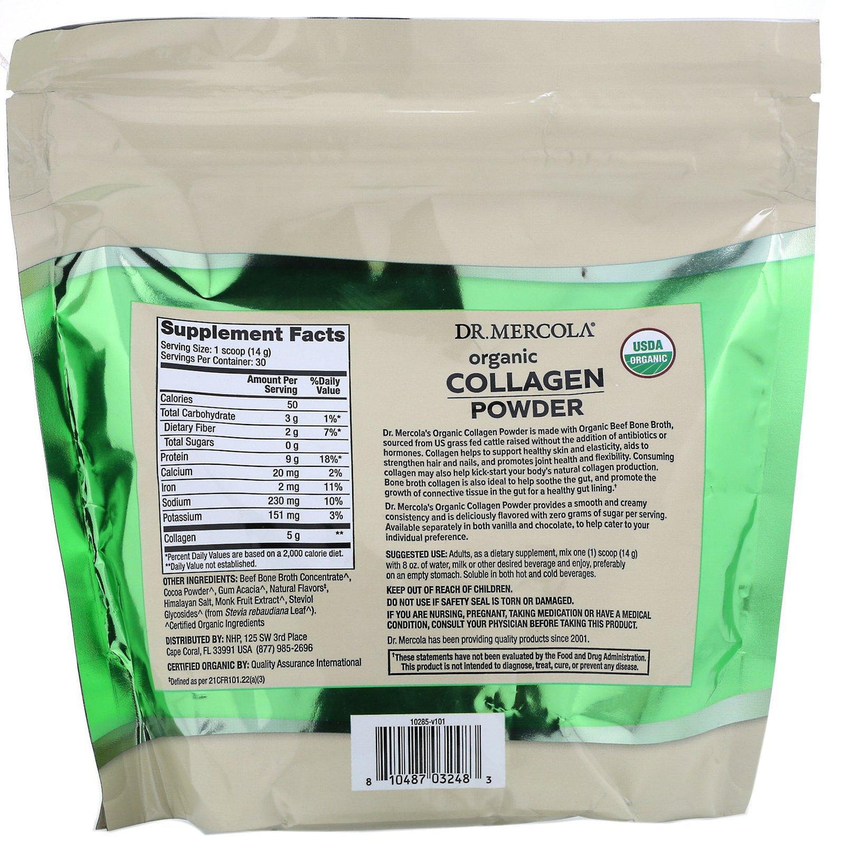 Dr. Mercola, Organic Collagen Powder, Chocolate, 14.81 oz (420 g) - Supply Center USA