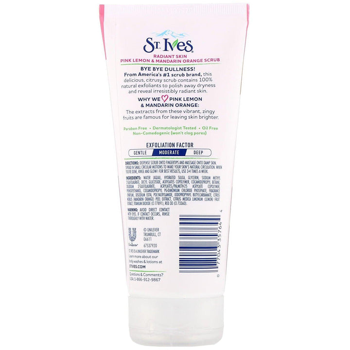 St. Ives, Radiant Skin, Pink Lemon & Mandarin Orange Scrub, 6 oz (170 g) - HealthCentralUSA