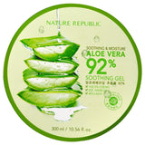 Nature Republic, Soothing & Moisture Aloe Vera 92% Soothing Gel, 10.56 fl oz (300 ml) - Supply Center USA