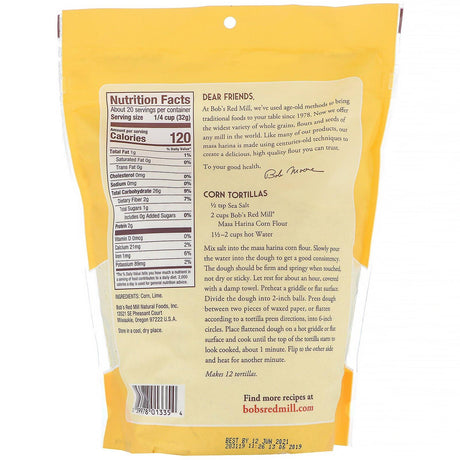 Bob's Red Mill, Golden Corn Flour, Masa Harina, 22 oz (624 g) - Supply Center USA