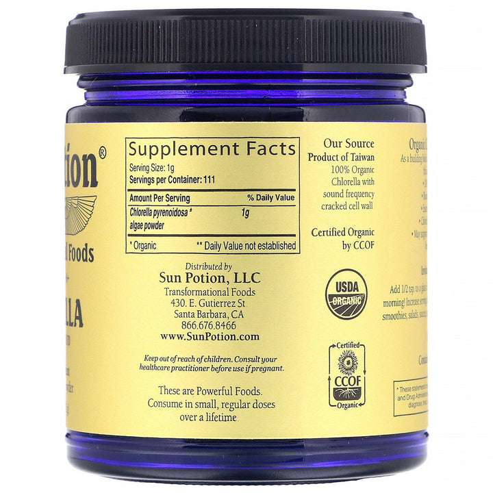 Sun Potion, Chlorella Powder, Organic, 3.9 oz (111 g) - HealthCentralUSA