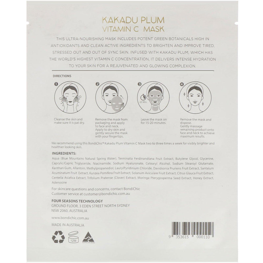 Bondi Chic, Kakadu Plum, Vitamin C Mask, 1 Sheet, 1.24 fl oz (35 g) - HealthCentralUSA