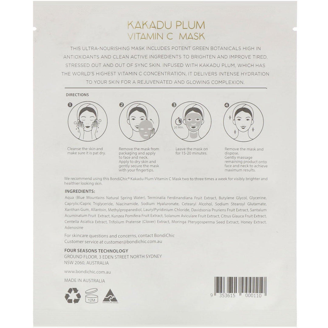 Bondi Chic, Kakadu Plum, Vitamin C Mask, 1 Sheet, 1.24 fl oz (35 g) - HealthCentralUSA