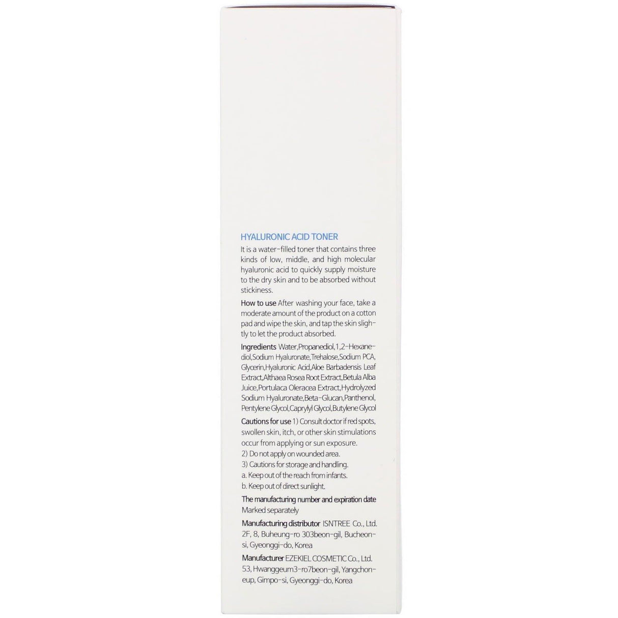 Isntree, Hyaluronic Acid Toner, 6.76 fl oz (200 ml) - Supply Center USA