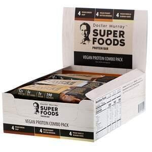 Dr. Murray's, Superfoods Protein Bars, Vegan Protein Combo Pack, 12 Bars, 2.05 oz (58 g) Each - Supply Center USA