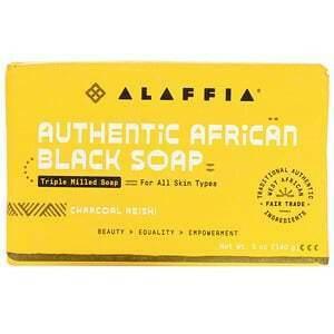 Alaffia, Authentic African Black Soap, Triple Milled Soap, Charcoal Reishi, 5 oz ( 140 g ) - Supply Center USA