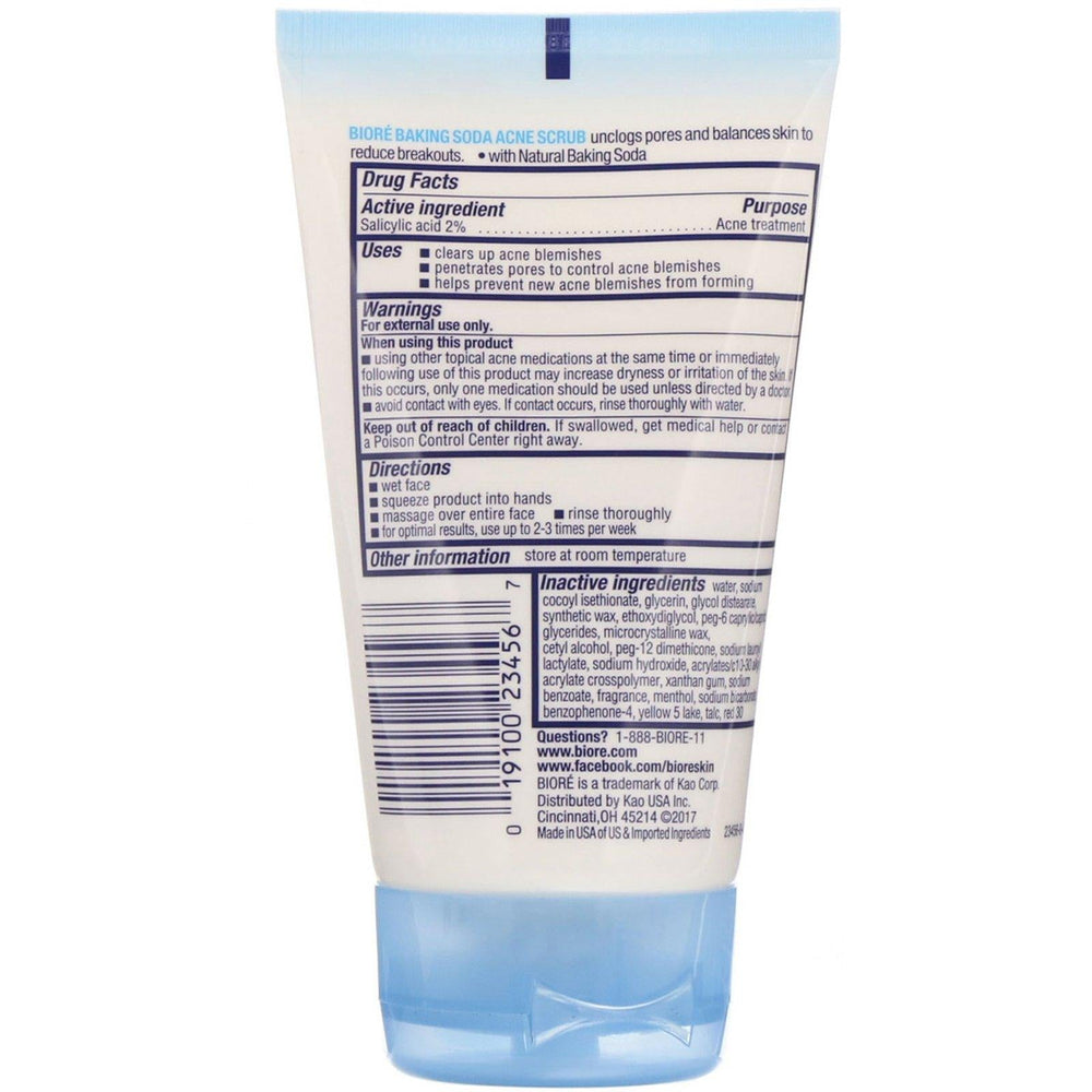 Biore, Baking Soda Acne Scrub, 4.5 oz (127 g) - HealthCentralUSA