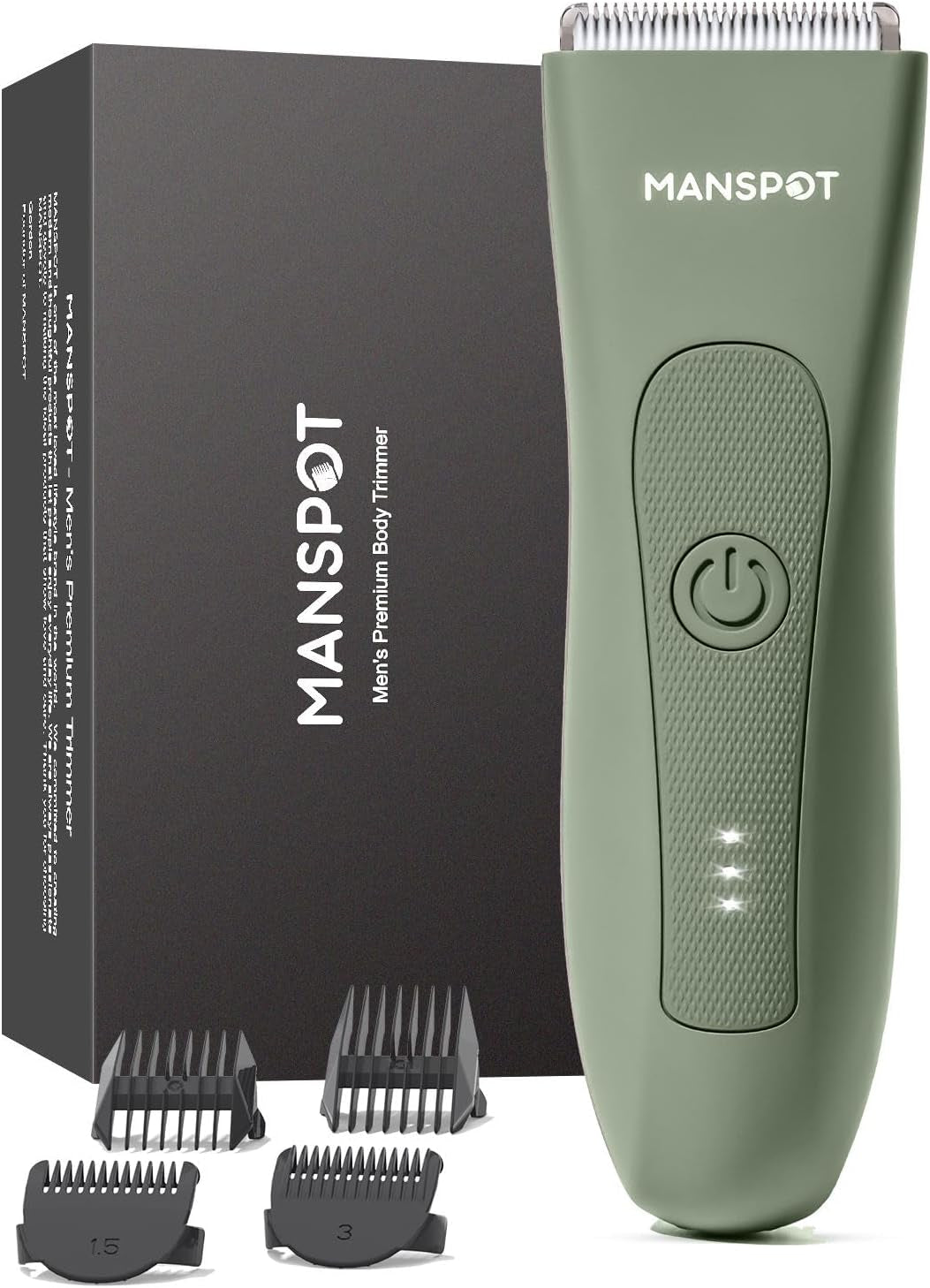 MANSPOT Manscape Groin & Body Hair Trimmer for Men, Electric Ball Trimmer Pubic Trimmer Shaver,Manscape Kit with 4 Guard,Replaceable Ceramic Blade Heads,Waterproof Wet/Dry Shaver,90 Minutes Shaving