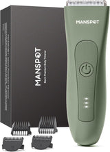 MANSPOT Manscape Groin & Body Hair Trimmer for Men, Electric Ball Trimmer Pubic Trimmer Shaver,Manscape Kit with 4 Guard,Replaceable Ceramic Blade Heads,Waterproof Wet/Dry Shaver,90 Minutes Shaving