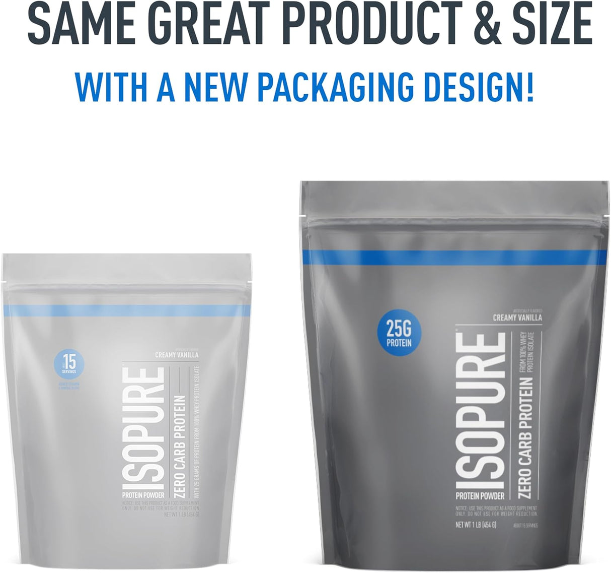 Isopure Creamy Vanilla Whey Isolate Protein Powder with Vitamin C & Zinc for Immune Support, 25G Protein, Zero Carb & Keto Friendly, 15 Servings, 1 Pound (Packaging May Vary)