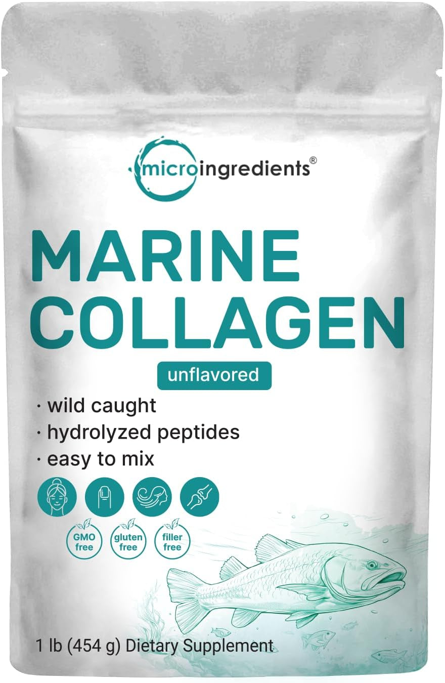Micro Ingredients Hydrolyzed Collagen Peptides Powder, 1Lb | Grass Fed Bovine Collagen for Women & Men | Type I & III Unflavored | Easy Mixing Vital Nutrients for Healthy Hair, Skin & Joints