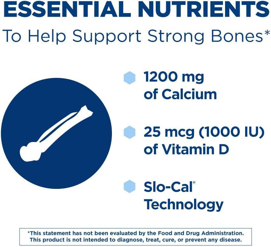 Citracal Slow Release 1200, 1200 Mg Calcium Citrate and Calcium Carbonate Blend with 1000 IU Vitamin D3, Bone Health Supplement for Adults, Once Daily Caplets, 185 Count - Supply Center USA