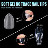 TOMICCA Short Almond Gel X Tips - Almond Shape Acrylic Nail Tips, Soft Gel Nail Tips Full Cover Nail Extensions 240Pcs for Beginner and Professional 12 Sizes