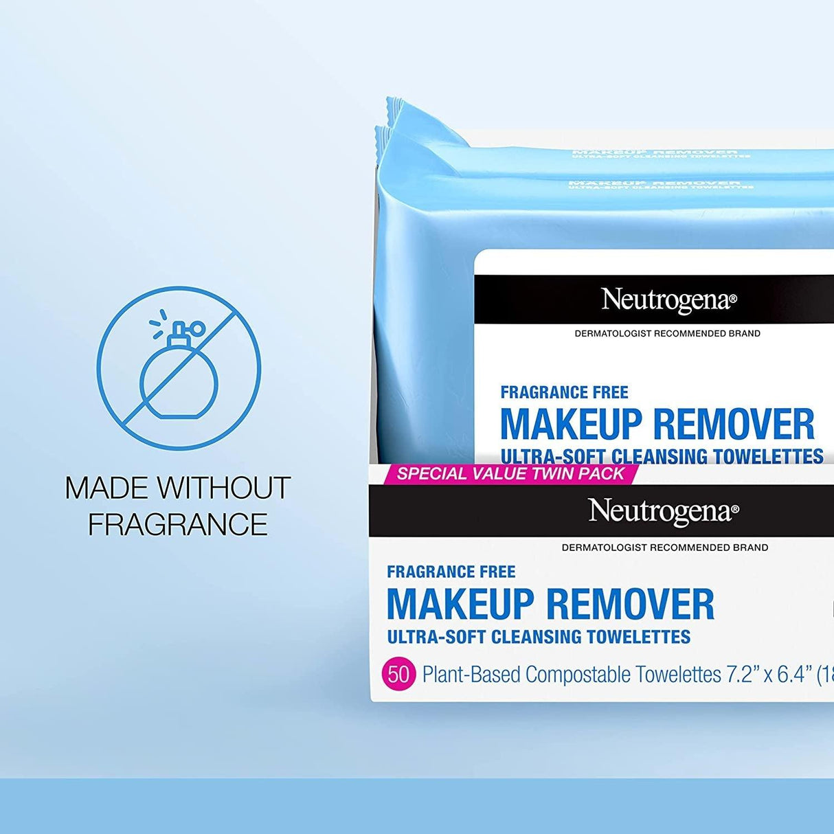 Neutrogena Fragrance-Free Makeup Remover Wipes, Daily Facial Cleanser Towelettes, Gently Removes Oil & Makeup, Alcohol-Free Makeup Wipes, 25 Ct - Supply Center USA