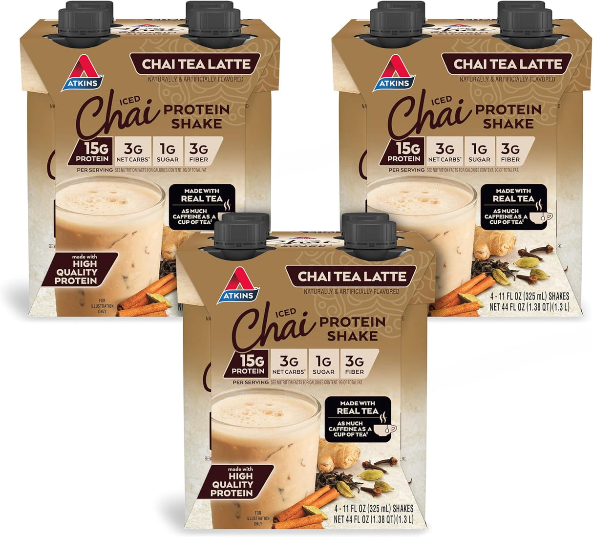 Atkins Mocha Latte Iced Coffee Protein Shake, 15G Protein, Low Glycemic, 4G Net Carb, 1G Sugar, Keto Friendly.