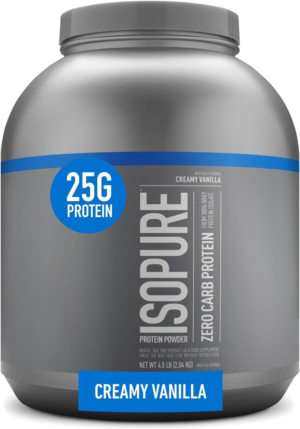 Isopure Creamy Vanilla Whey Isolate Protein Powder with Vitamin C & Zinc for Immune Support, 25G Protein, Zero Carb & Keto Friendly, 15 Servings, 1 Pound (Packaging May Vary)