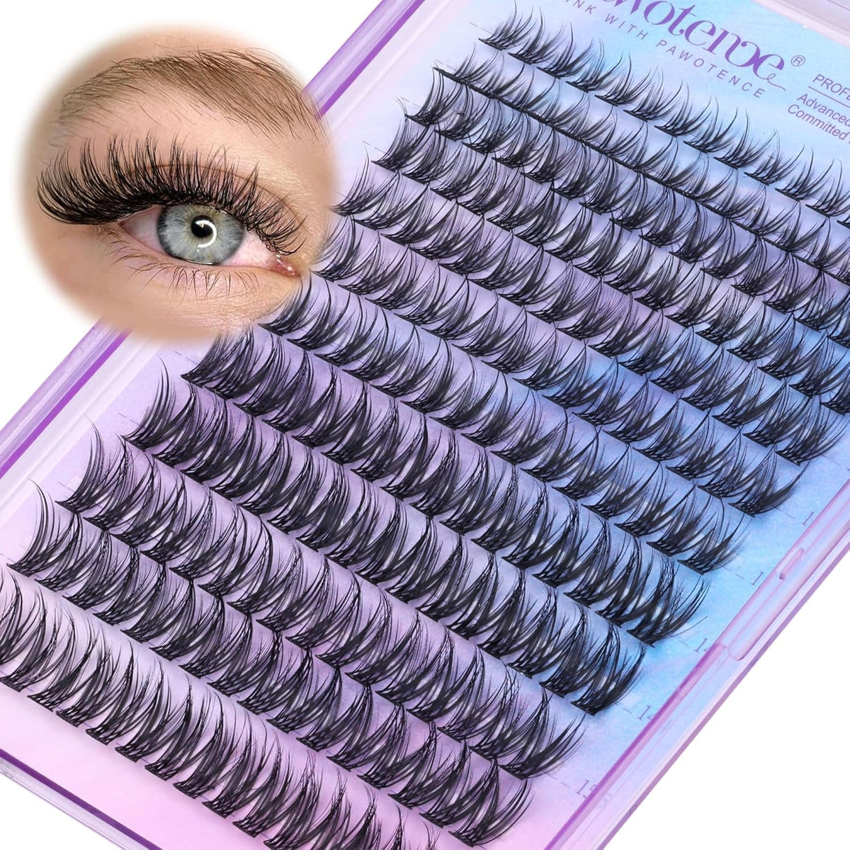Pawotence Lash Clusters Wispy Cluster Eyelash Extensions 144Pcs Individual Lashes 10-18Mm Lash Extension DIY False Eyelashes Soft Comfortable Eyelash Clusters with Thin Band