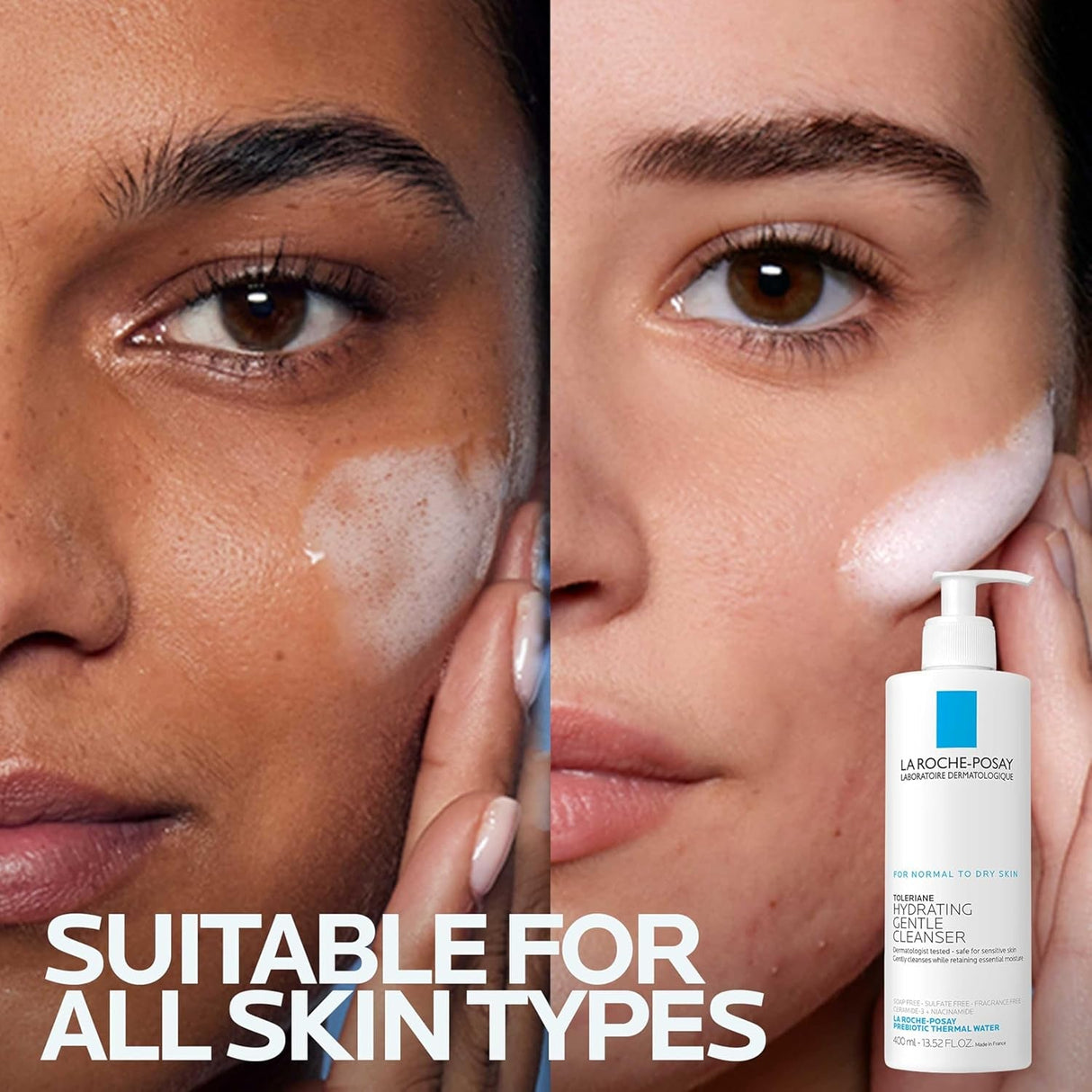La Roche-Posay Toleriane Hydrating Gentle Face Cleanser | Hydrating Facial Cleanser with Niacinamide + Ceramides | Daily Face Wash for Dry Skin to Normal Skin | Sensitive Skin Tested | Fragrance Free