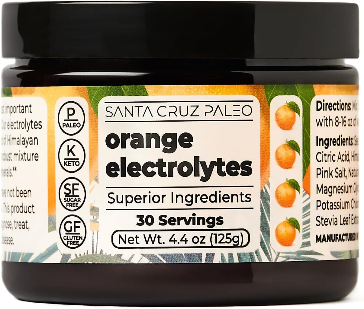 Santa Cruz Paleo Electrolytes Powder with Magnesium Glycinate, Dragonfruit, Hydration Drink Mix Made with Himalayan Pink Salt, Real Sea Salt, Gluten Free, Keto, Sugar Free, Paleo, 30 Servings, 1 Jar