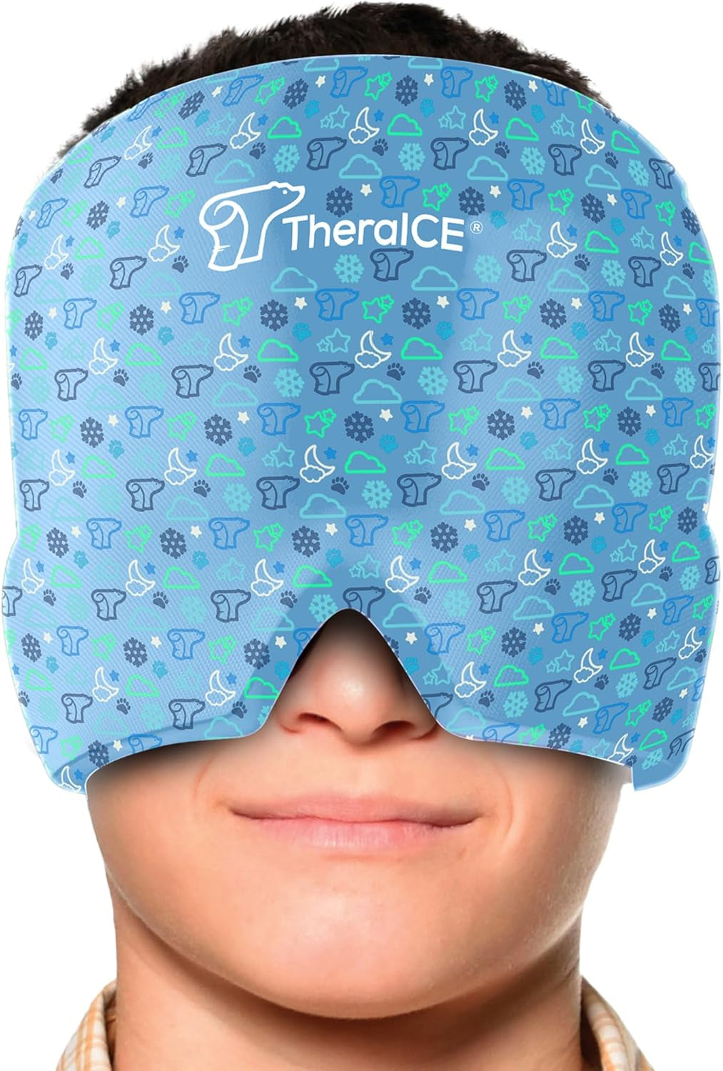Theraice Migraine Relief Cap, Cooling Gel Hat, Soothing Headache Ice Pack Mask Products, Face Cold Compress Head Wrap for Tension & Stress